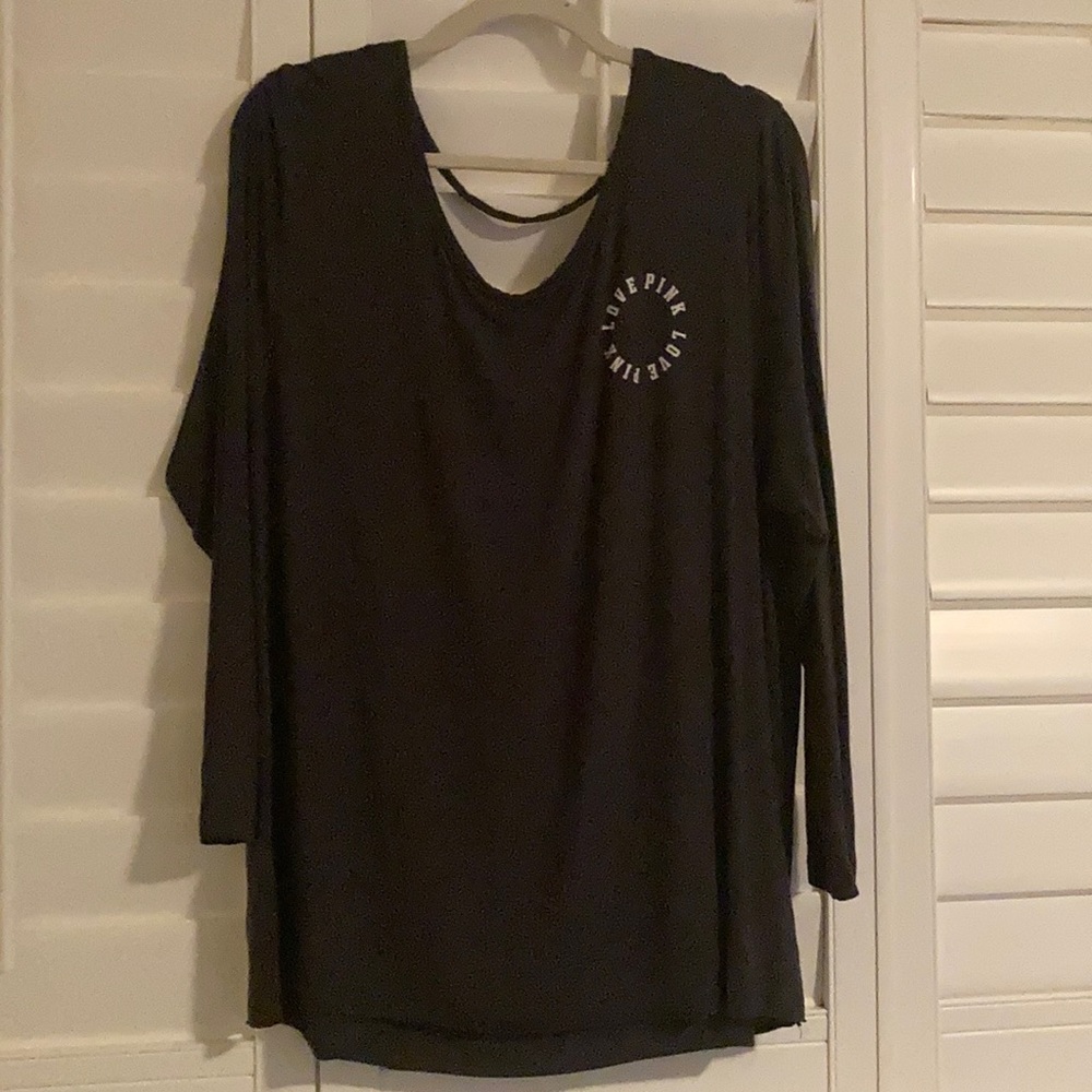 PINK Dark Grey Long Sleeve, Open Back - Medium